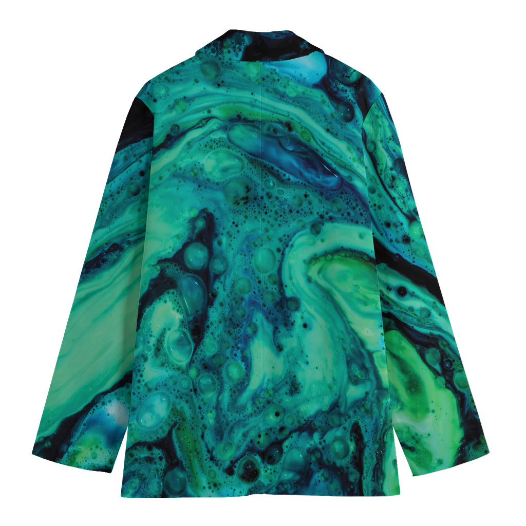 Turquoise Acid Melt Print Women's Blazer