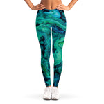 Turquoise Acid Melt Print Women's Leggings