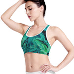 Turquoise Acid Melt Print Women's Sports Bra