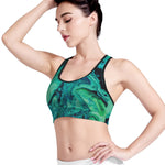 Turquoise Acid Melt Print Women's Sports Bra