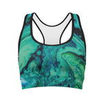 Turquoise Acid Melt Print Women's Sports Bra