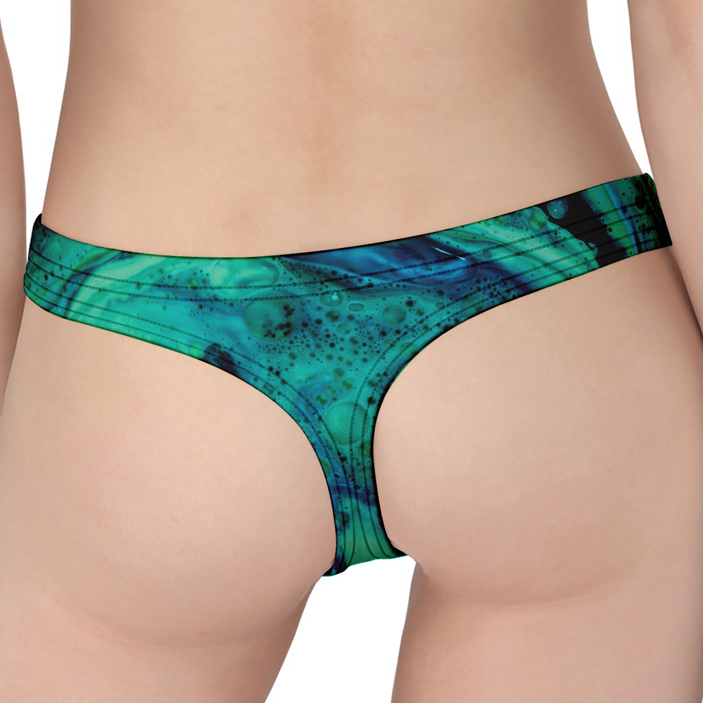 Turquoise Acid Melt Print Women's Thong