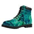 Turquoise Acid Melt Print Padded Collar Lace Up Boots