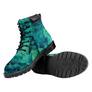 Turquoise Acid Melt Print Work Boots