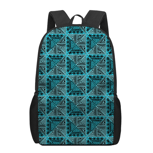 Turquoise African Ethnic Pattern Print 17 Inch Backpack
