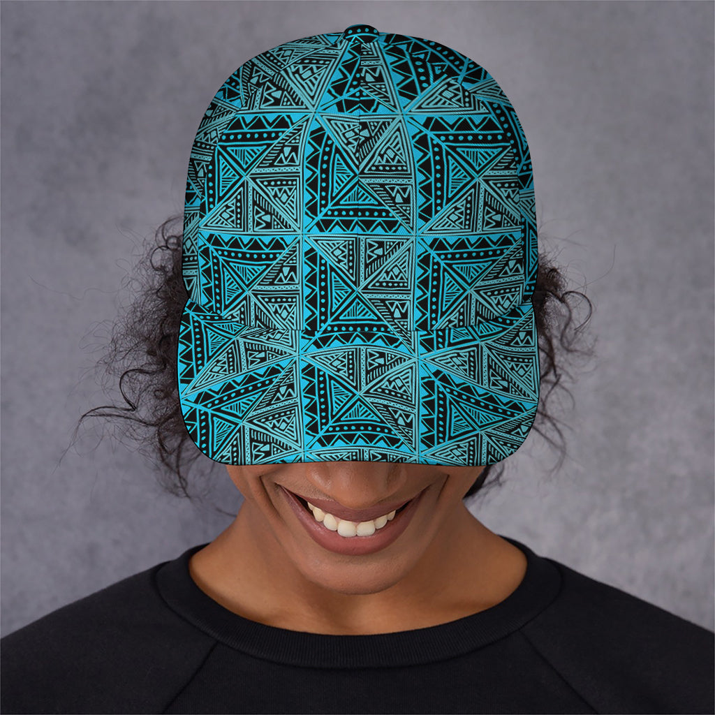 Turquoise African Ethnic Pattern Print Baseball Cap