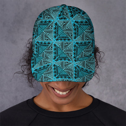 Turquoise African Ethnic Pattern Print Baseball Cap