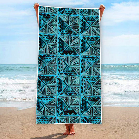 Turquoise African Ethnic Pattern Print Beach Towel