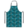 Turquoise African Ethnic Pattern Print Bib Apron With Pocket