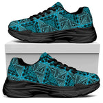 Turquoise African Ethnic Pattern Print Black Chunky Shoes