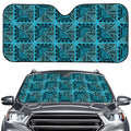 Turquoise African Ethnic Pattern Print Car Windshield Sun Shade