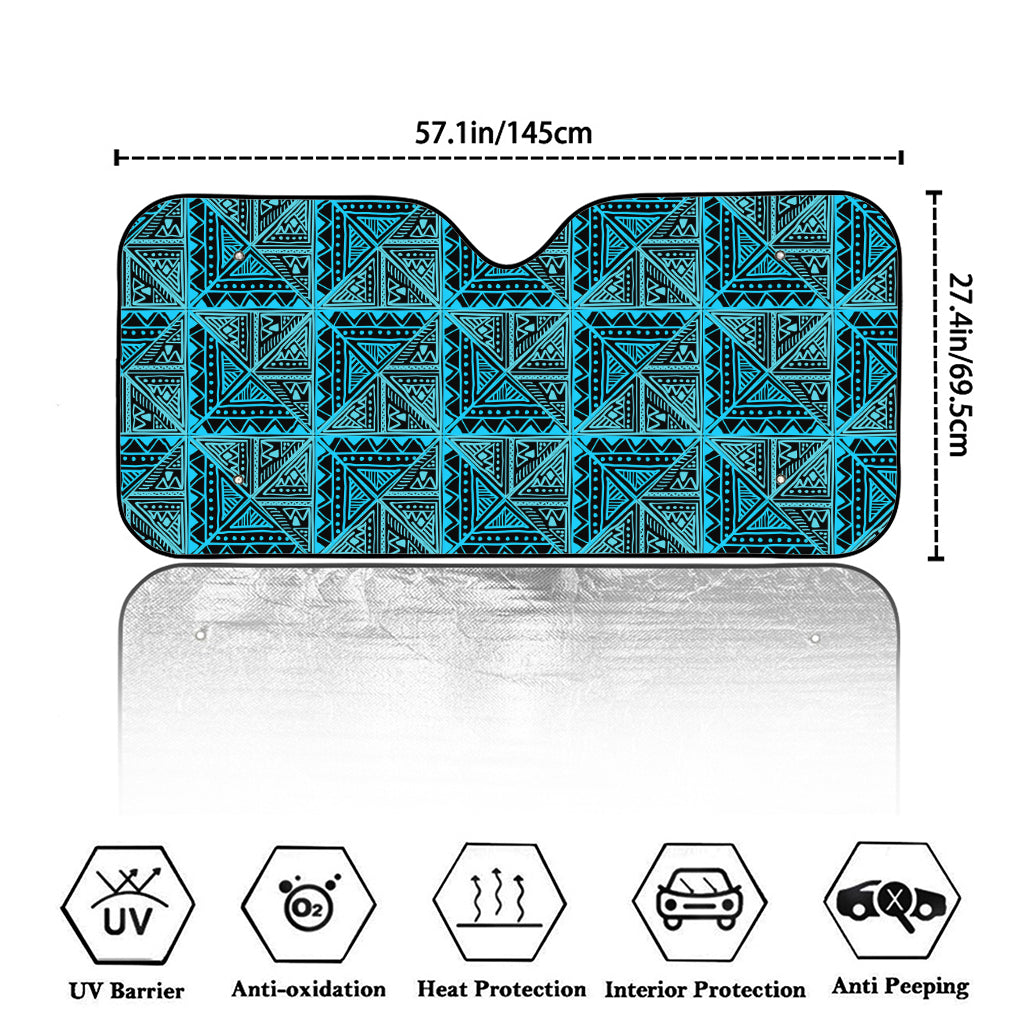 Turquoise African Ethnic Pattern Print Car Windshield Sun Shade