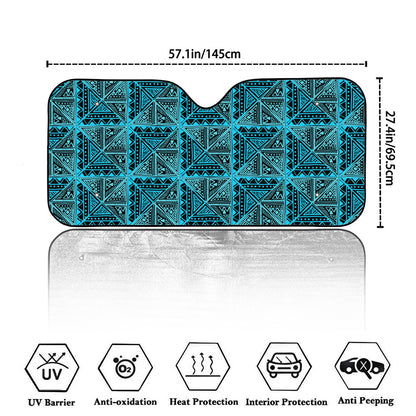 Turquoise African Ethnic Pattern Print Car Windshield Sun Shade