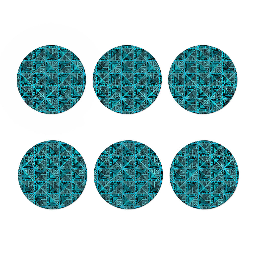 Turquoise African Ethnic Pattern Print Coaster Set