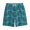 Turquoise African Ethnic Pattern Print Cotton Shorts