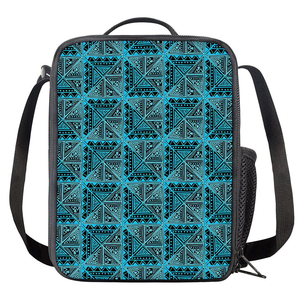 Turquoise African Ethnic Pattern Print Crossbody Lunch Bag
