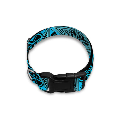 Turquoise African Ethnic Pattern Print Dog Collar