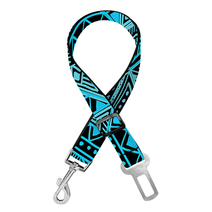 Turquoise African Ethnic Pattern Print Dog Seat Belt