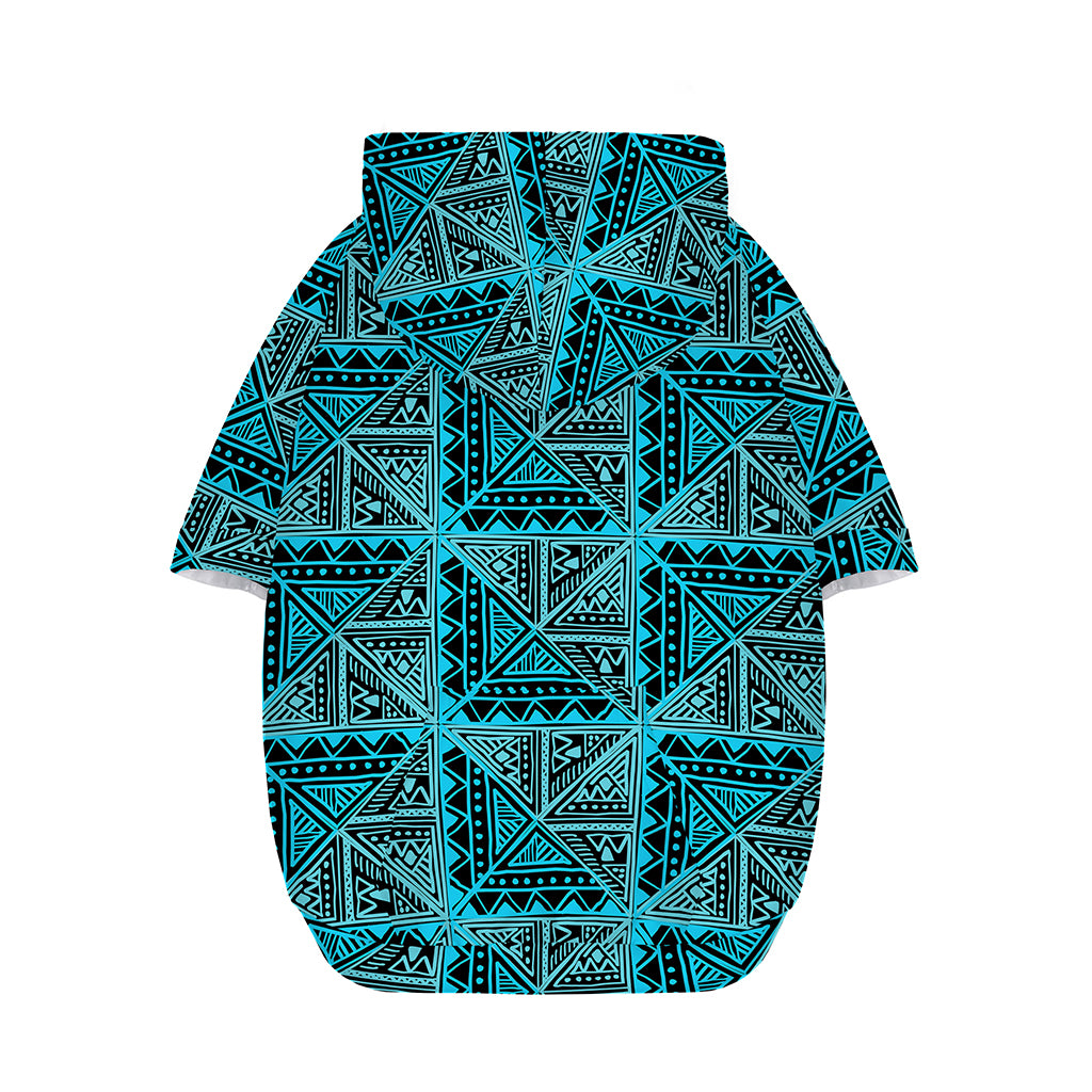 Turquoise African Ethnic Pattern Print Dog Zip Up Hoodie