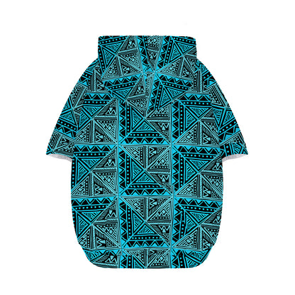 Turquoise African Ethnic Pattern Print Dog Zip Up Hoodie