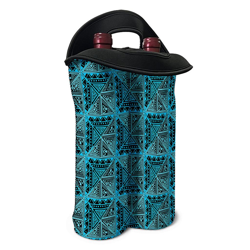Turquoise African Ethnic Pattern Print Double Neoprene Wine Tote