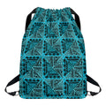 Turquoise African Ethnic Pattern Print Drawstring Backpack