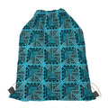 Turquoise African Ethnic Pattern Print Drawstring Bag