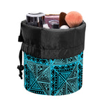 Turquoise African Ethnic Pattern Print Drawstring Makeup Bag