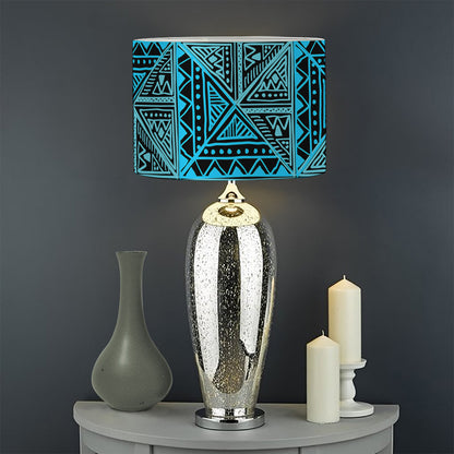 Turquoise African Ethnic Pattern Print Drum Lamp Shade