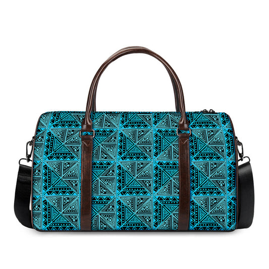 Turquoise African Ethnic Pattern Print Duffle Bag