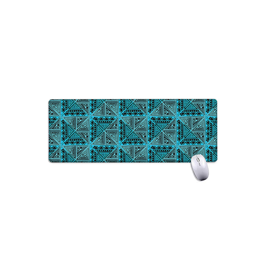 Turquoise African Ethnic Pattern Print Extended Mouse Pad