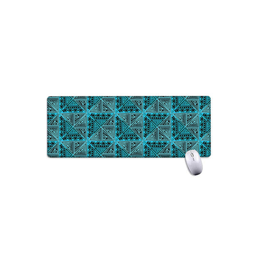 Turquoise African Ethnic Pattern Print Extended Mouse Pad