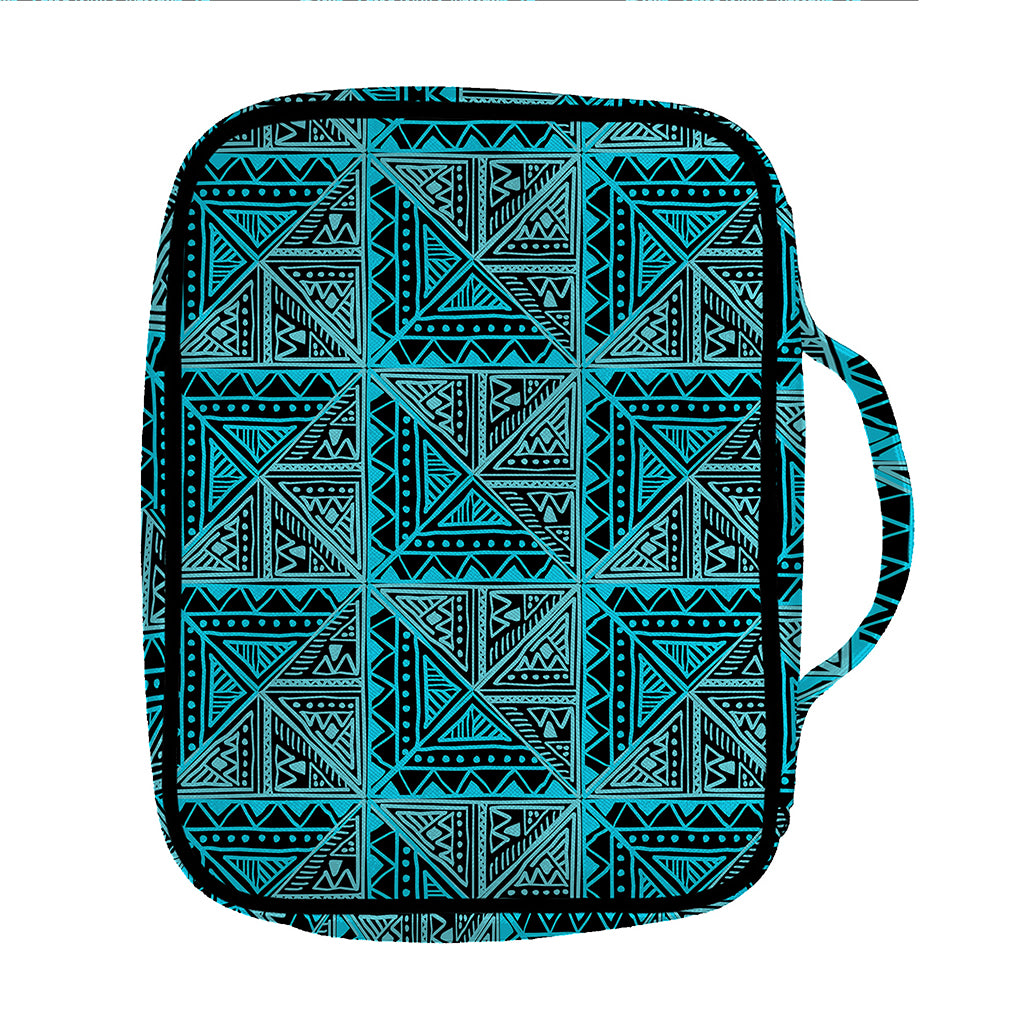 Turquoise African Ethnic Pattern Print Front Pocket Bible Bag