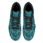 Turquoise African Ethnic Pattern Print High Top Leather Sneakers