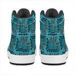 Turquoise African Ethnic Pattern Print High Top Leather Sneakers