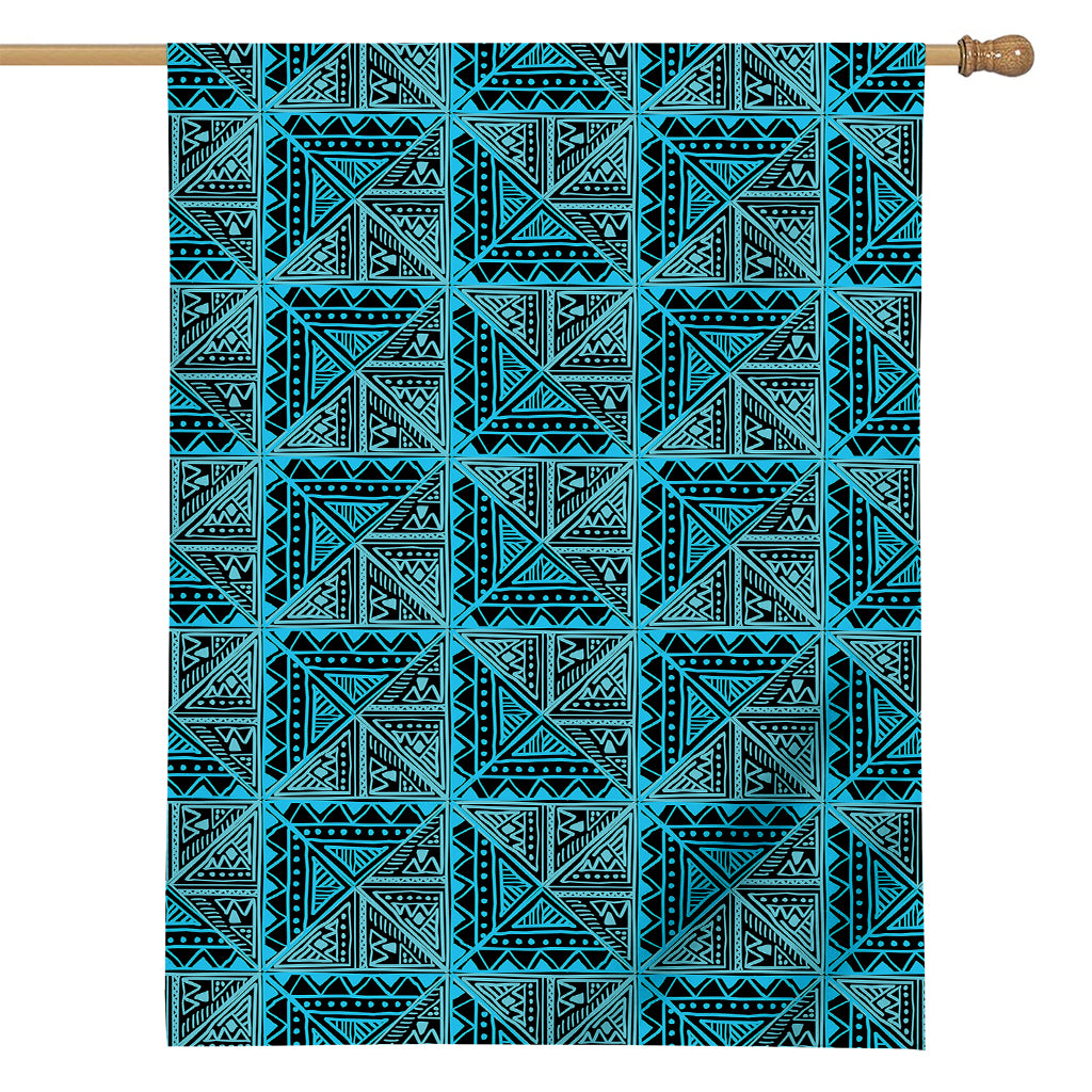 Turquoise African Ethnic Pattern Print House Flag