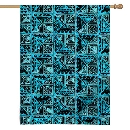 Turquoise African Ethnic Pattern Print House Flag