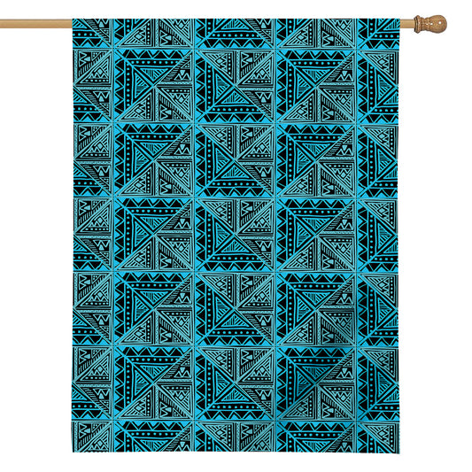 Turquoise African Ethnic Pattern Print House Flag