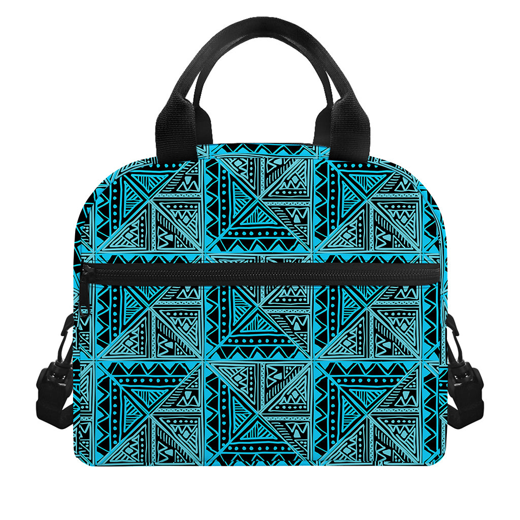 Turquoise African Ethnic Pattern Print Insulated Lunch Bag