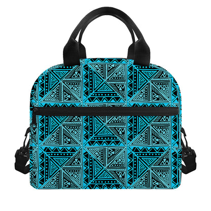 Turquoise African Ethnic Pattern Print Insulated Lunch Bag