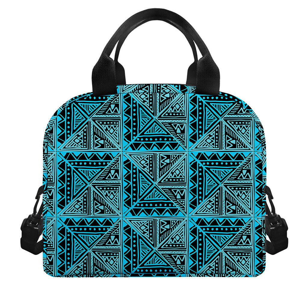 Turquoise African Ethnic Pattern Print Insulated Lunch Bag