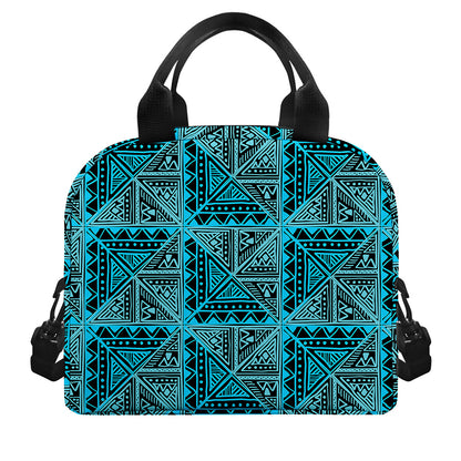 Turquoise African Ethnic Pattern Print Insulated Lunch Bag