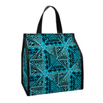 Turquoise African Ethnic Pattern Print Insulated Lunch Tote