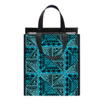 Turquoise African Ethnic Pattern Print Insulated Lunch Tote