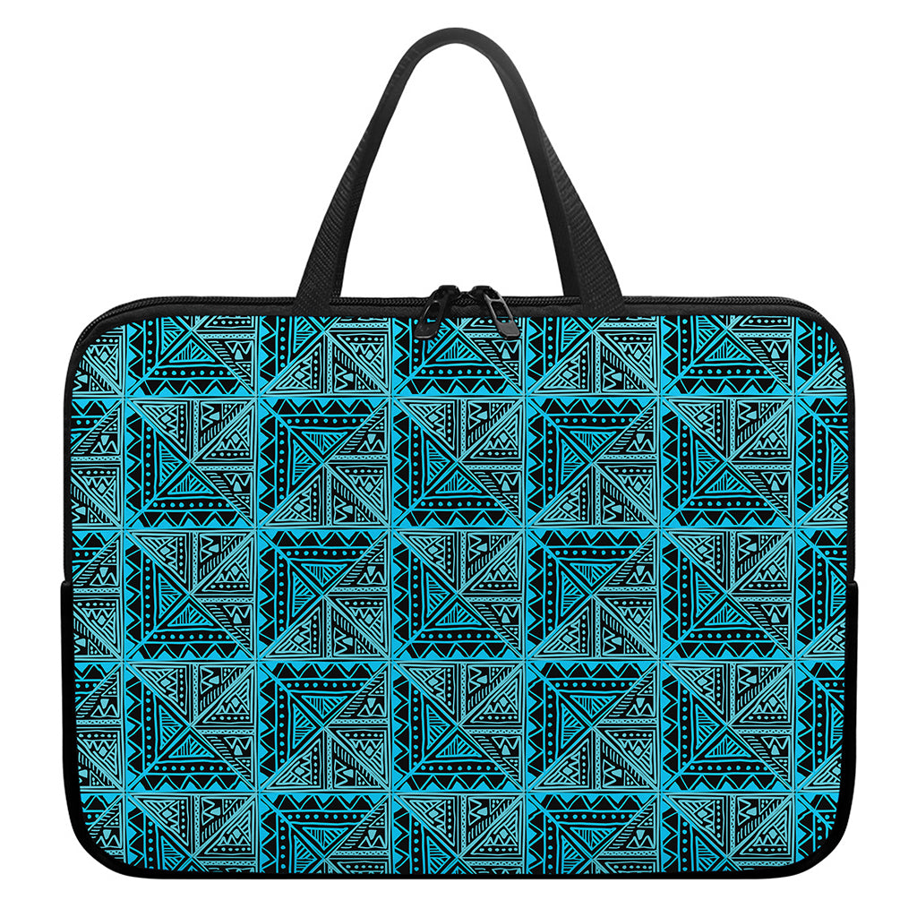 Turquoise African Ethnic Pattern Print Laptop Sleeve With Handle