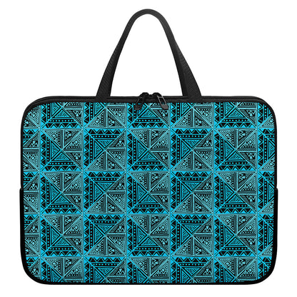 Turquoise African Ethnic Pattern Print Laptop Sleeve With Handle