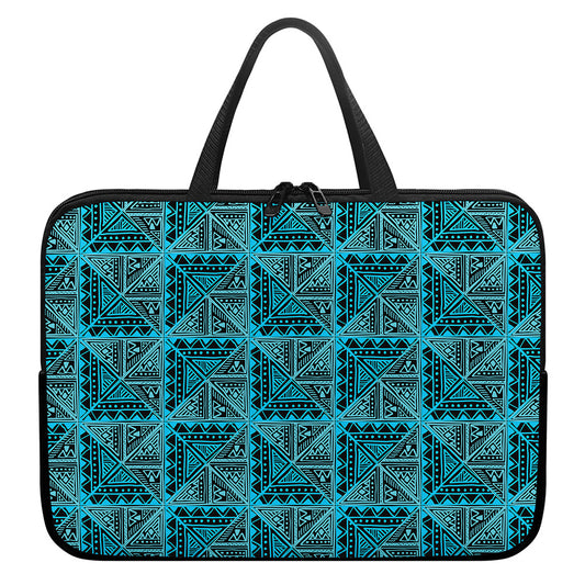 Turquoise African Ethnic Pattern Print Laptop Sleeve With Handle