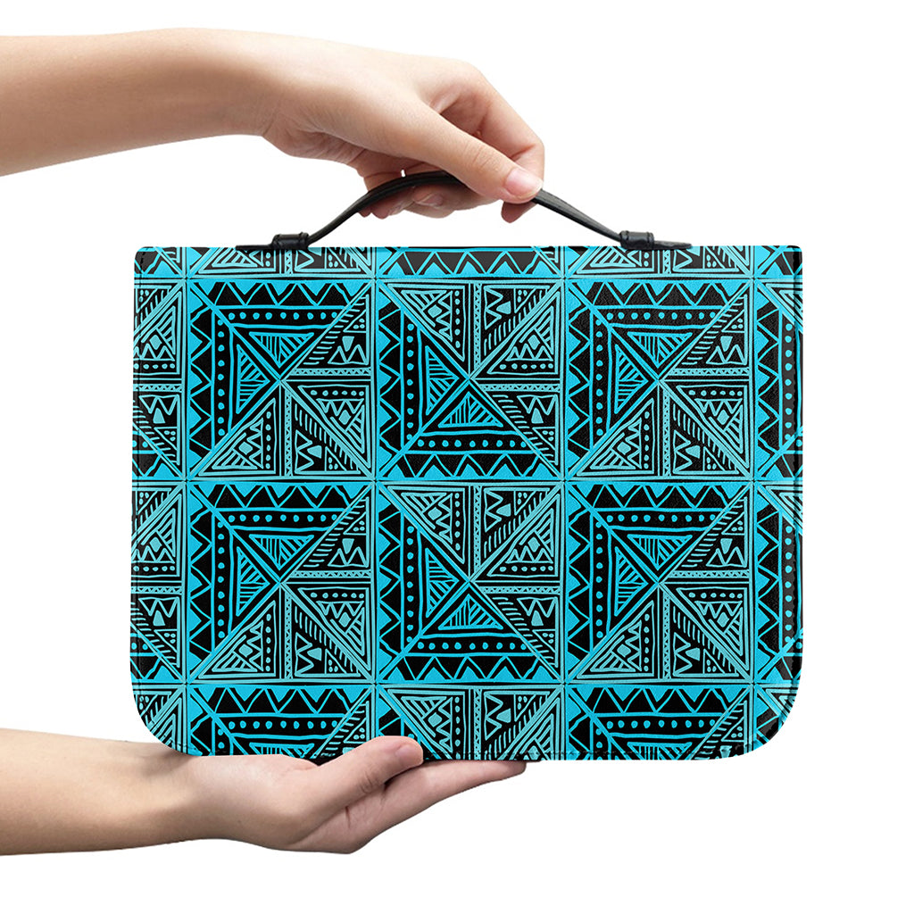 Turquoise African Ethnic Pattern Print Leather Bible Cover
