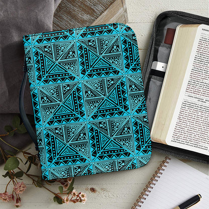 Turquoise African Ethnic Pattern Print Leather Bible Cover