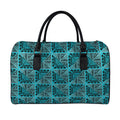 Turquoise African Ethnic Pattern Print Leather Duffel Bag